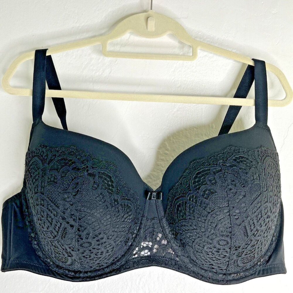 Auden 46DD Lightly Lined Balconette Bra Black Lace